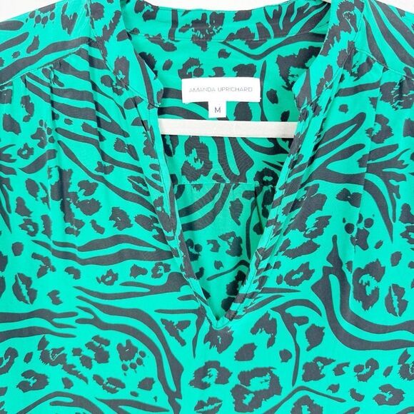 AMANDA UPRICHARD | REVOLVE Green & Black Animal Print Silk Dress Women’s Size M - Picture 4 of 8